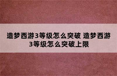 造梦西游3等级怎么突破 造梦西游3等级怎么突破上限